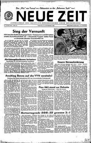 Neue Zeit Online-Archiv vom 23.11.1962