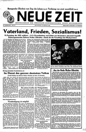 Neue Zeit Online-Archiv vom 16.01.1963