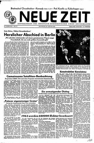 Neue Zeit Online-Archiv vom 23.01.1963