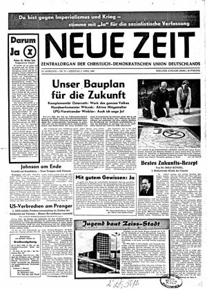 Neue Zeit Online-Archiv vom 02.04.1968