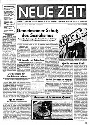 Neue Zeit Online-Archiv vom 24.08.1968