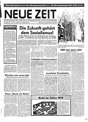 Neue Zeit Online-Archiv vom 31.12.1968