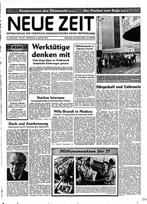 Neue Zeit Online-Archiv vom 12.08.1970