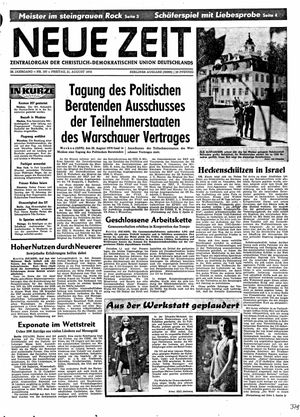 Neue Zeit Online-Archiv vom 21.08.1970