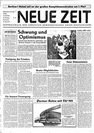 Neue Zeit Online-Archiv vom 26.04.1973