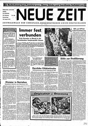 Neue Zeit Online-Archiv vom 23.08.1973