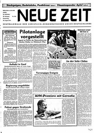 Neue Zeit Online-Archiv vom 30.08.1973