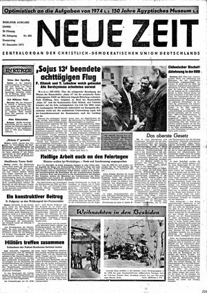 Neue Zeit Online-Archiv vom 27.12.1973