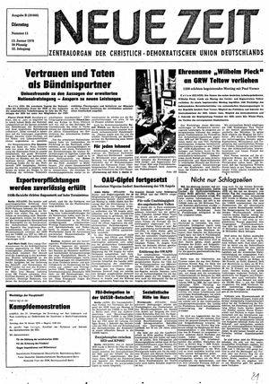 Neue Zeit Online-Archiv vom 13.01.1976