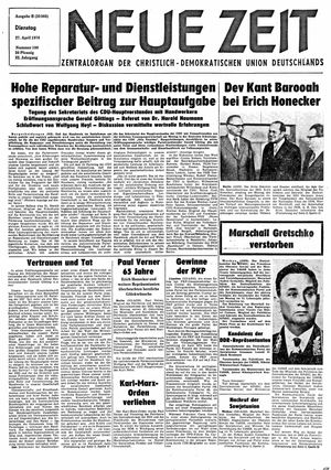 Neue Zeit Online-Archiv vom 27.04.1976