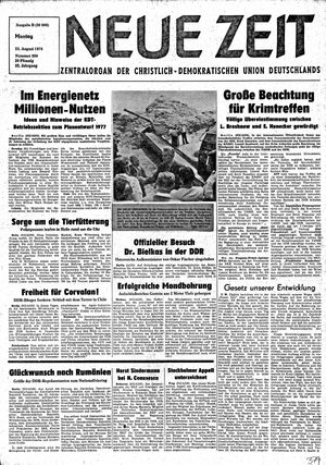Neue Zeit Online-Archiv vom 23.08.1976