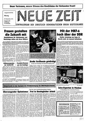 Neue Zeit Online-Archiv vom 20.09.1976