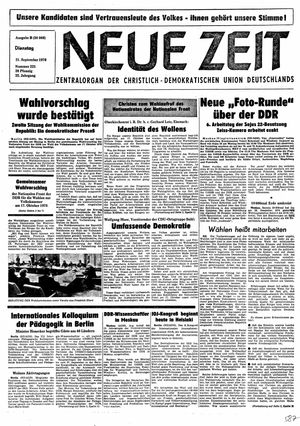 Neue Zeit Online-Archiv vom 21.09.1976