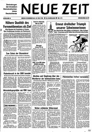 Neue Zeit Online-Archiv vom 24.07.1980