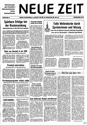 Neue Zeit Online-Archiv vom 02.08.1980