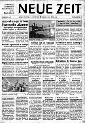 Neue Zeit Online-Archiv vom 11.08.1980