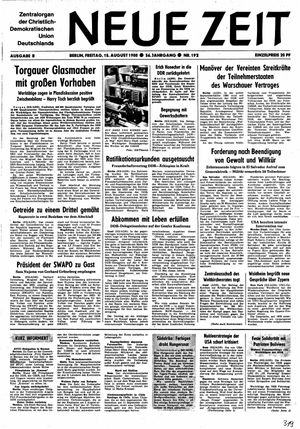 Neue Zeit Online-Archiv vom 15.08.1980