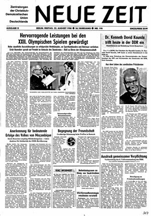 Neue Zeit Online-Archiv vom 22.08.1980