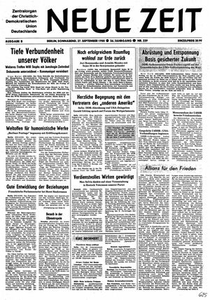 Neue Zeit Online-Archiv vom 27.09.1980