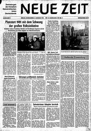 Neue Zeit Online-Archiv vom 03.01.1981