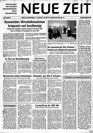 Neue Zeit Online-Archiv vom 17.01.1981