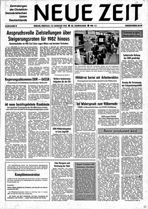 Neue Zeit Online-Archiv vom 15.01.1982