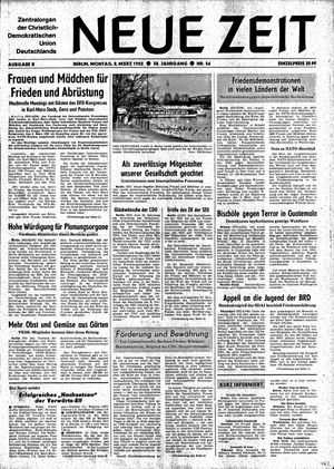 Neue Zeit Online-Archiv vom 08.03.1982