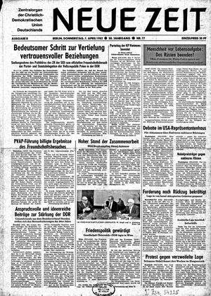 Neue Zeit Online-Archiv vom 01.04.1982