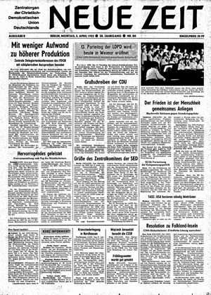 Neue Zeit Online-Archiv vom 05.04.1982