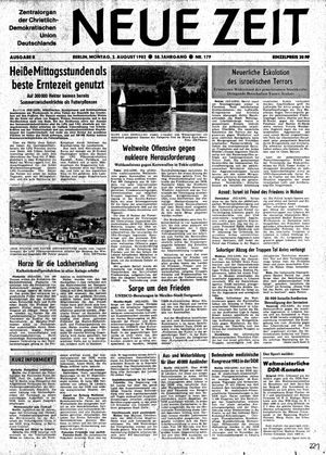 Neue Zeit Online-Archiv vom 02.08.1982