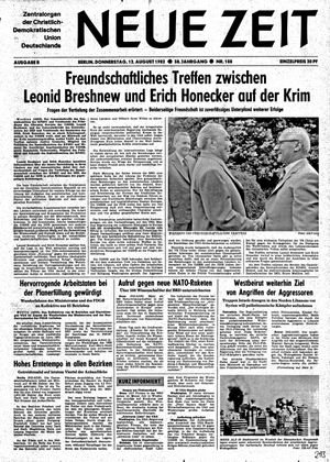 Neue Zeit Online-Archiv vom 12.08.1982