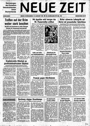 Neue Zeit Online-Archiv vom 14.08.1982