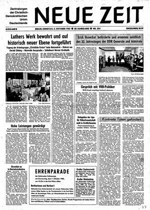 Neue Zeit Online-Archiv vom 05.10.1982