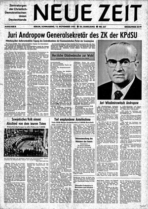 Neue Zeit Online-Archiv vom 13.11.1982
