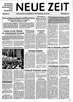 Neue Zeit Online-Archiv vom 20.12.1982
