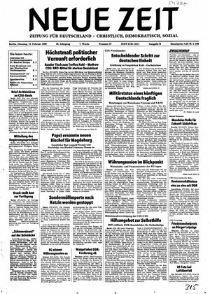 Neue Zeit Online-Archiv vom 13.02.1990