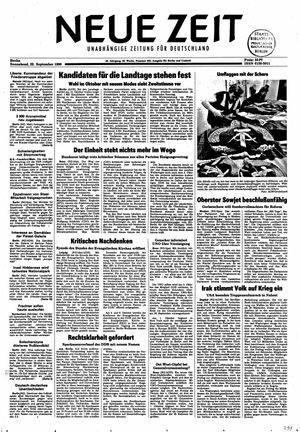 Neue Zeit Online-Archiv on Sep 22, 1990