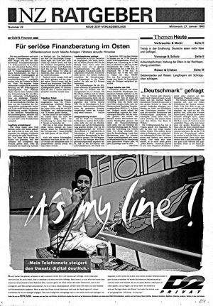 Neue Zeit Online-Archiv vom 27.01.1993