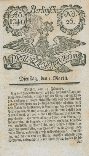 Berlinische privilegirte Zeitung on Mar 1, 1740