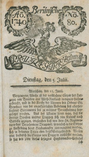 Berlinische privilegirte Zeitung vom 05.07.1740