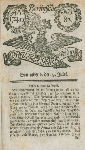 Berlinische privilegirte Zeitung vom 09.07.1740