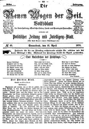 Neue Wogen der Zeit vom 16.04.1870