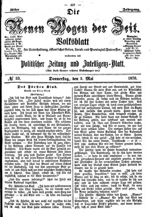 Neue Wogen der Zeit on May 5, 1870