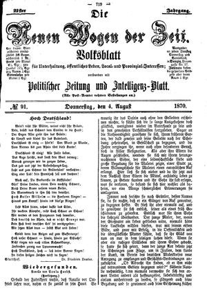 Neue Wogen der Zeit vom 04.08.1870