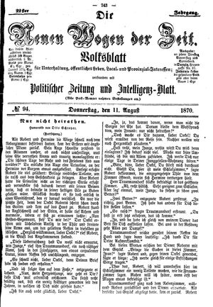 Neue Wogen der Zeit vom 11.08.1870