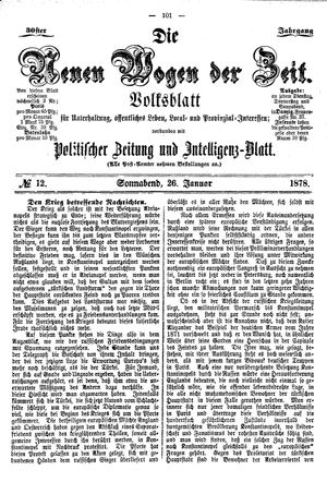 Neue Wogen der Zeit vom 26.01.1878
