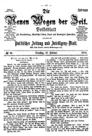 Neue Wogen der Zeit vom 19.02.1878