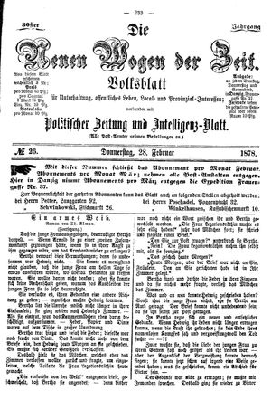 Neue Wogen der Zeit on Feb 28, 1878