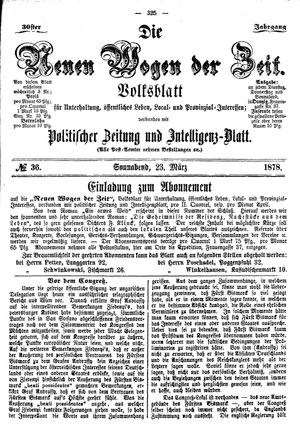 Neue Wogen der Zeit vom 23.03.1878