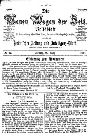 Neue Wogen der Zeit vom 26.03.1878